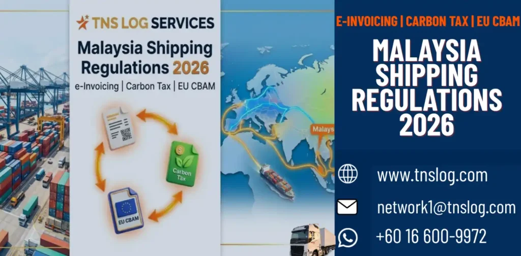 Malaysia shipping regulations 2026 e-Invoicing carbon tax EU CBAM guide TNS Log Services Port Klang freight forwarder