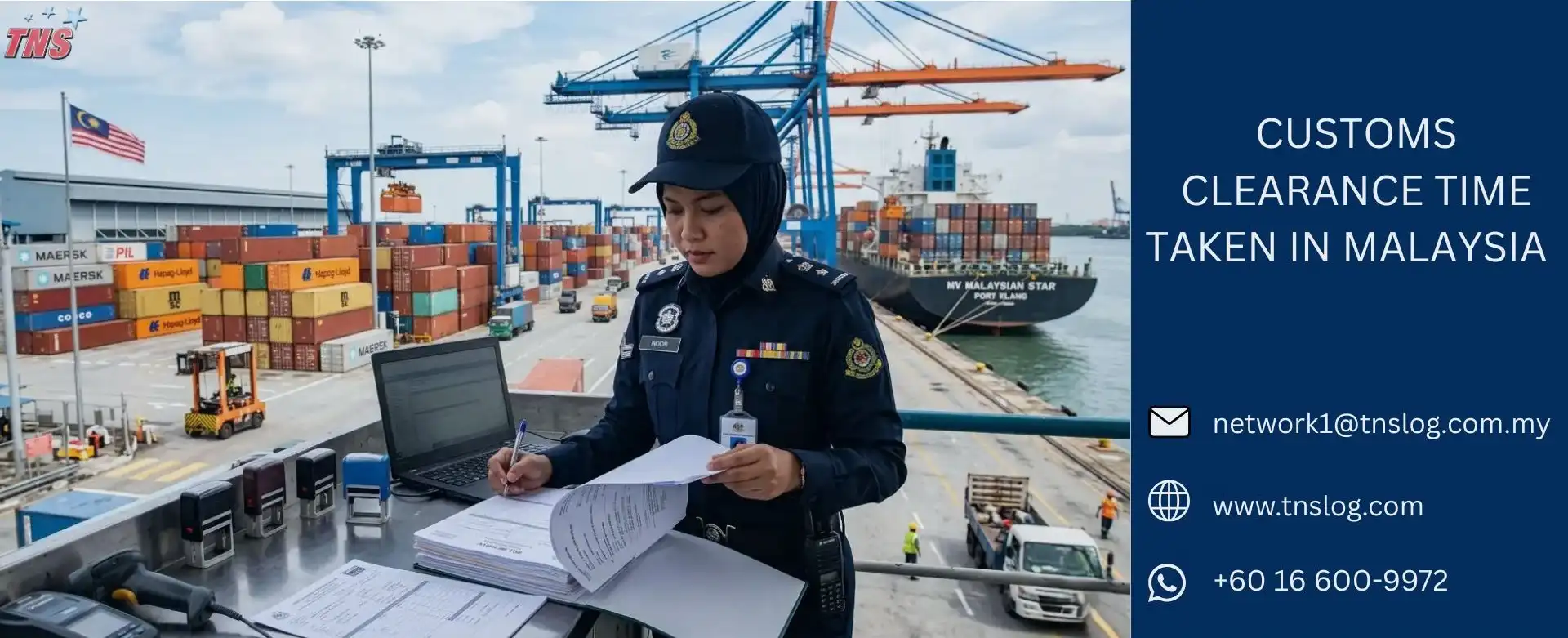 Licensed customs agent reviewing import documents for custom clearance at Malaysia